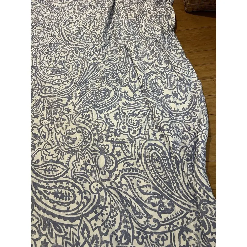 Charter Club Damask PAISLEY Designs 100% Pima Cotton FULL / QUEEN Blue White * R